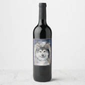 Alaskan Malamute Engel Wijn Etiket (Voorkant)