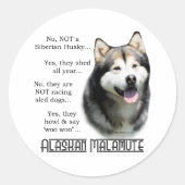 Alaskan Malamute FAQ Sticker (Voorkant)