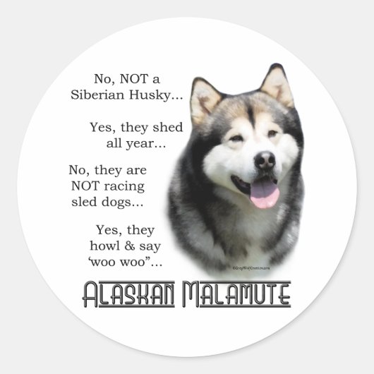 Alaskan Malamute FAQ Sticker (Voorkant)