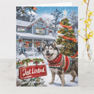 Alaskan Malamute Feestelijke Humor Realtor Christm Kaart