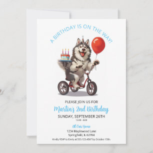 Alaskan Malamute Fiets met Taart 2e Verjaardagsfee Kaart