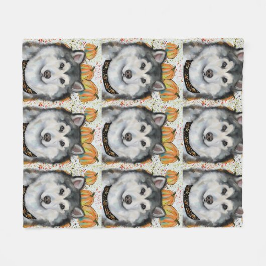 Alaskan Malamute Fleece Deken (Voorkant (Horizontaal))