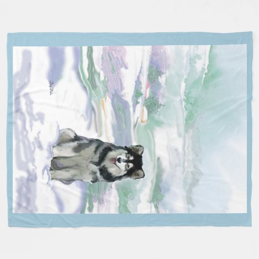 Alaskan Malamute Fleece deken (Voorkant (Horizontaal))
