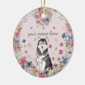 Alaskan Malamute Flower Circle lijst Dog Keramisch Ornament (Links)