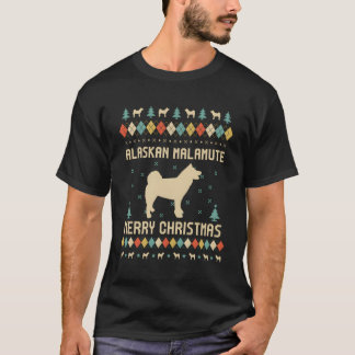 Alaskan Malamute Funny Ugly Sweater  Retro T-shirt