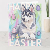 Alaskan Malamute Gelukkig Pasen Kaart (Voorkant)