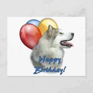 Alaskan Malamute Gelukkige Verjaardagsballonnen Briefkaart
