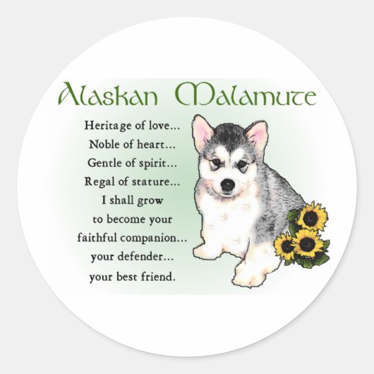Alaskan Malamute Gifts Ronde Sticker (Voorkant)