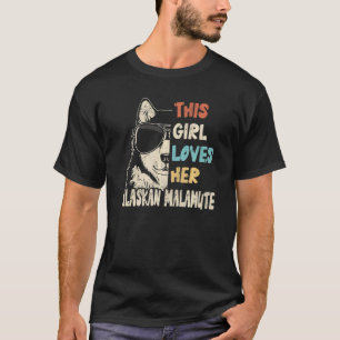 Alaskan Malamute Girl Cool Retro voor honden T-shirt