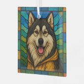 Alaskan Malamute "Glas in lood" Glas Ornament (Voorkant links)