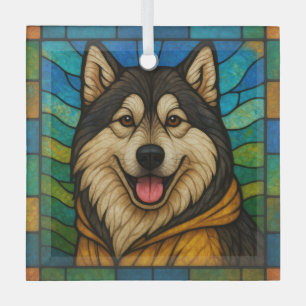 Alaskan Malamute "Glas in lood" Glas Ornament