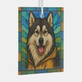 Alaskan Malamute "Glas in lood" Glas Ornament (Voorkant Rechts)