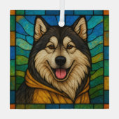 Alaskan Malamute "Glas in lood" Glas Ornament (Achterkant)