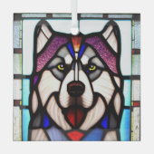 Alaskan Malamute "Glas in lood" Glas Ornament (Voorkant)