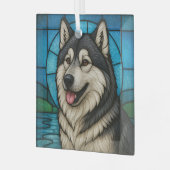 Alaskan Malamute "Glas in lood" Glas Ornament (Voorkant links)