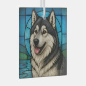Alaskan Malamute "Glas in lood" Glas Ornament (Voorkant Rechts)