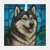 Alaskan Malamute "Glas in lood" Glas Ornament (Achterkant)