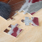 Alaskan Malamute Haard met Kerstverlichting Legpuzzel (Zijkant)