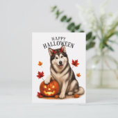 Alaskan Malamute Halloween Briefkaart (Staand voorkant)