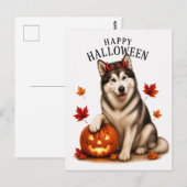Alaskan Malamute Halloween Briefkaart (Voorkant / Achterkant)