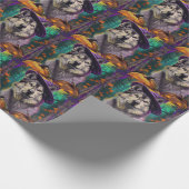 Alaskan Malamute Halloween Heks en Pompoen Cadeaupapier (Hoek)