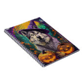 Alaskan Malamute Halloween Heks en Pompoen Notitieboek (Rechterzijde)