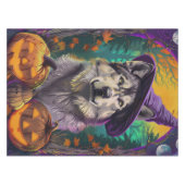 Alaskan Malamute Halloween Heks en Pompoen Tafelkleed (Voorkant (Horizontaal))