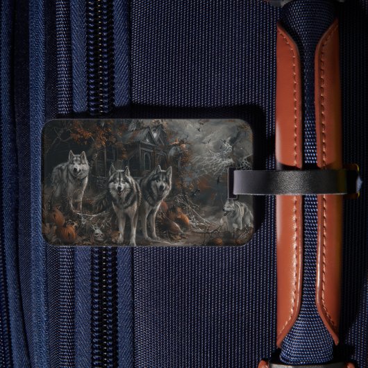 Alaskan Malamute Halloween Nacht Doggy Delight Bagagelabel (Achterkant Insitu 2)