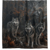 Alaskan Malamute Halloween Nacht Doggy Delight Douchegordijn (Voorkant)