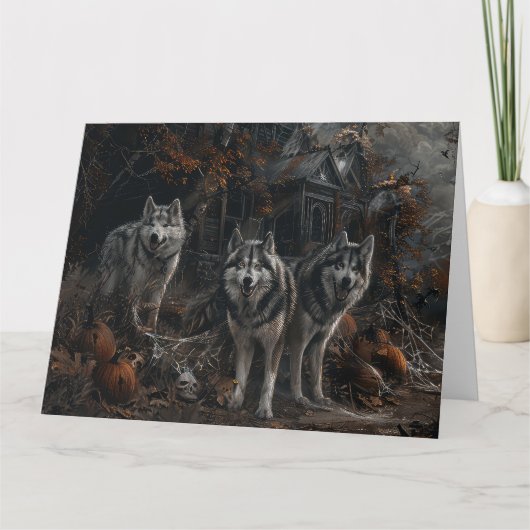 Alaskan Malamute Halloween Nacht Doggy Delight Kaart (Voorkant)