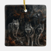 Alaskan Malamute Halloween Nacht Doggy Delight Keramisch Ornament (Voorkant)