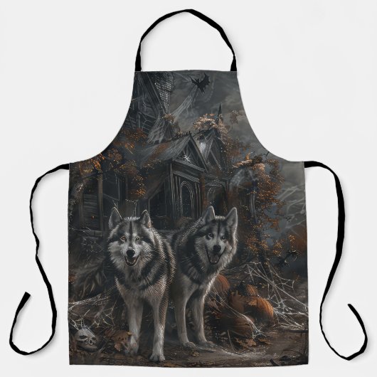 Alaskan Malamute Halloween Nacht Doggy Delight Schort (Voorkant)