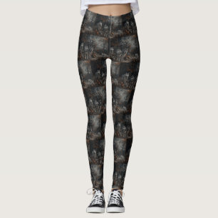 Alaskan Malamute Halloween Nacht Hondenspul Leggings