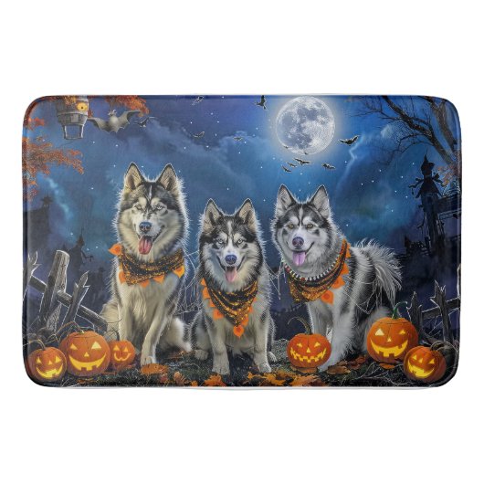 Alaskan Malamute Halloween Spooky Badmat (Voorkant)