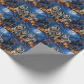 Alaskan Malamute Halloween Spooky Cadeaupapier (Hoek)