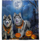 Alaskan Malamute Halloween Spooky Douchegordijn (Voorkant)