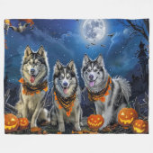 Alaskan Malamute Halloween Spooky Fleece Deken (Voorkant (Horizontaal))