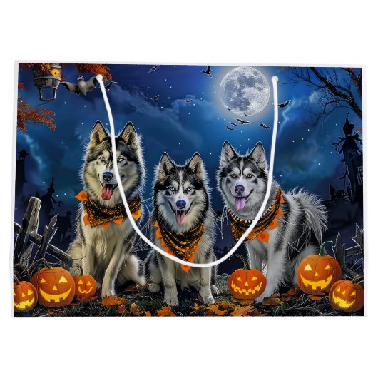 Alaskan Malamute Halloween Spooky Groot Cadeauzakje (Achterkant)