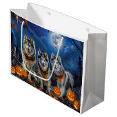 Alaskan Malamute Halloween Spooky Groot Cadeauzakje (Voorkant Gekanteld)