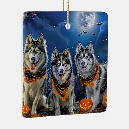 Alaskan Malamute Halloween Spooky Keramisch Ornament (Rechts)
