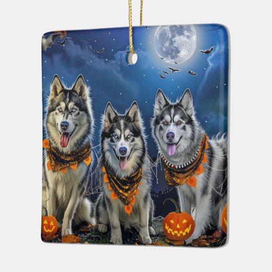 Alaskan Malamute Halloween Spooky Keramisch Ornament (Links)