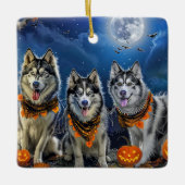 Alaskan Malamute Halloween Spooky Keramisch Ornament (Voorkant)