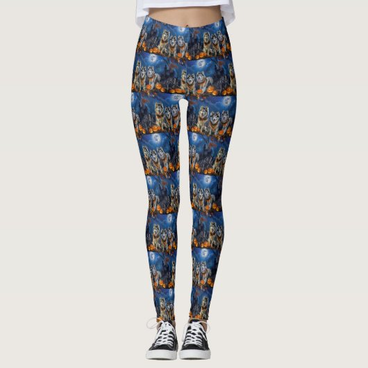 Alaskan Malamute Halloween Spooky Leggings (Voorkant)