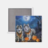 Alaskan Malamute Halloween Spooky Magneet (Voorkant / Achterkant)