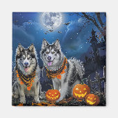 Alaskan Malamute Halloween Spooky Magneet (Voorkant)