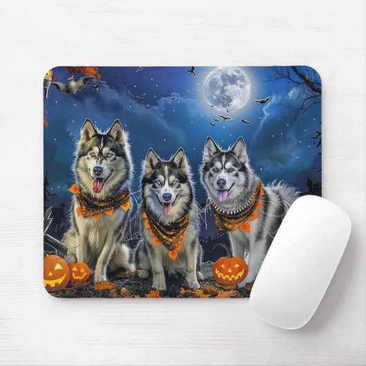 Alaskan Malamute Halloween Spooky Muismat (Met muis)