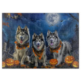 Alaskan Malamute Halloween Spooky Snijplank (Voorkant)