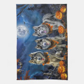 Alaskan Malamute Halloween Spooky Theedoek (Verticaal)