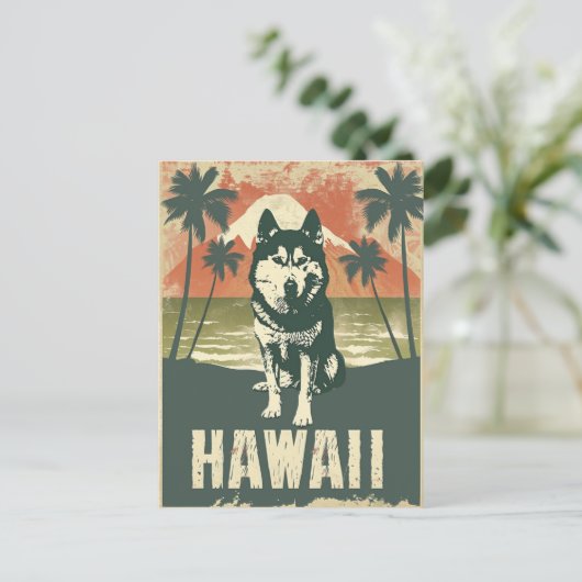 Alaskan Malamute Hawaii Vakantie Reizen Briefkaart (Staand voorkant)