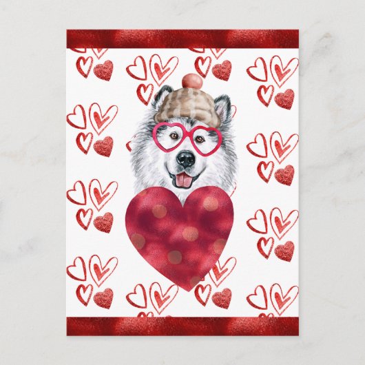 Alaskan Malamute Heart Hondenliefhebber Valentijn  Briefkaart (Voorkant)
